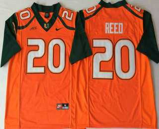 Men%27s Miami Hurricanes #20 Ed Reed Orange Stitched NCAA Nike College Football Jersey->miami hurricanes->NCAA Jersey